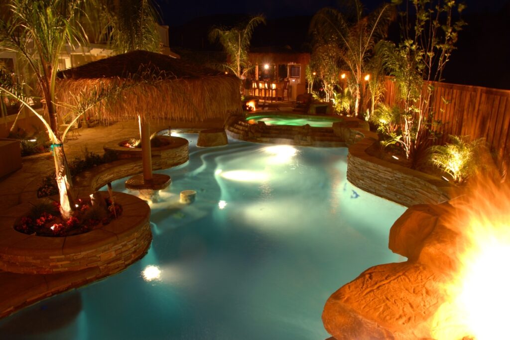 A pool with ambient lighting ideas.