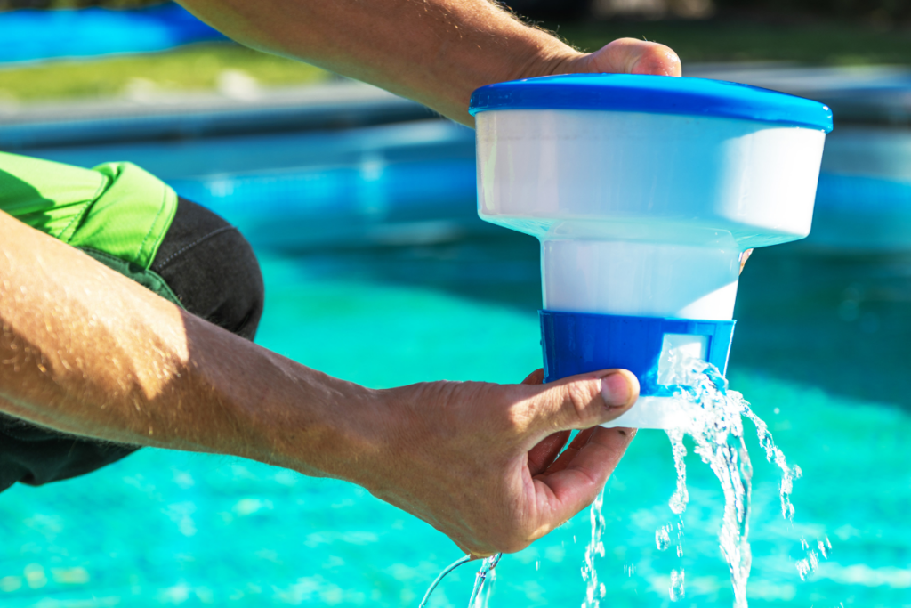 A man maintaining your pool water by using a pool filter.