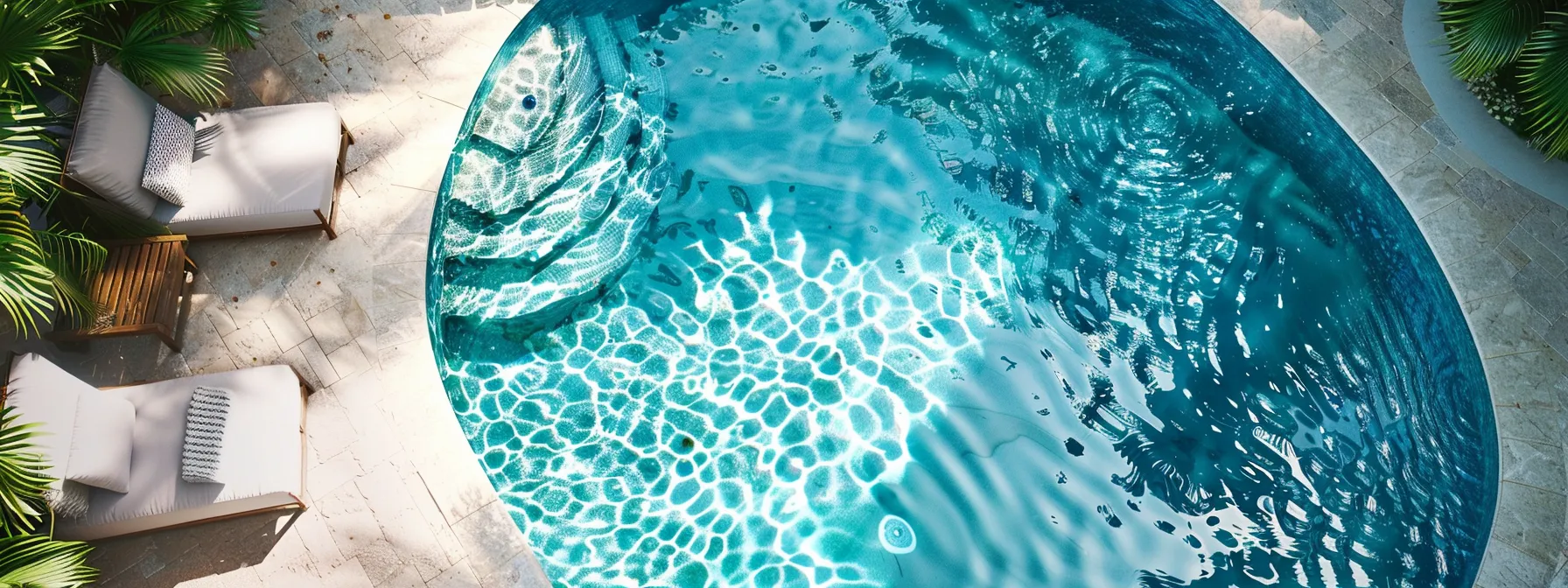 a crystal-clear inground pool glistening in the sunlight with a detailed permit document next to it.